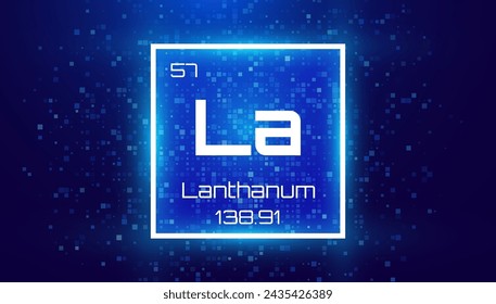 Lanthan. Periodenelement mit dem Symbol La. Chemische Elementkarte mit Zahl und Atomgewicht. Design für Bildung, Labor, Wissenschaftsklasse. In: Vector Illustration.