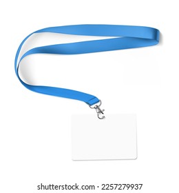 Lanyard with badge mockup. Vector illustration. Ready realistic lanyard for any background. Ready mockup to use for for presentations, conferences and other business situations. EPS10.