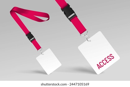 Lanyard and badge. Template for the presentation of your design. Realistic vector illustration