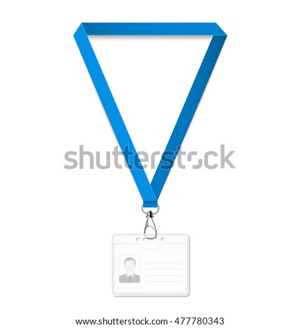 Lanyard with badge. Vector illustration. Ready realistic lanyard for any background.
