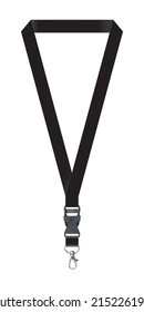 Lanyard de color negro o Lanyard en la ilustración vectorial de color negro, Set de lastres aislado fondo blanco, simulación de diseño de patio para diseñadores gráficos