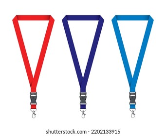 Lanyard blue AND RED vector illustration, mockup lanyard design for graphic designers