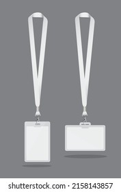 Lanyard with Card holder vertical and horizondal, White colour lanyard with id holder vector illustration