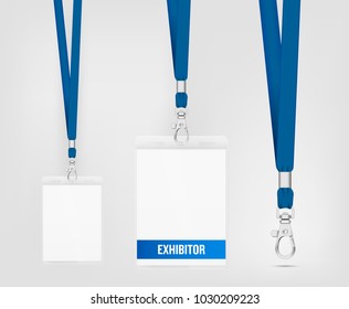 Lanyard design with cord. Cord texture effect. Simple lanyard for events. Label template for your design. Vector illustration