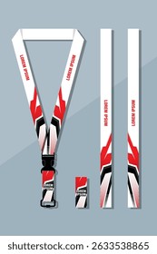 Lanyard Design Template Set for All Company In red Color combinations EPS 10