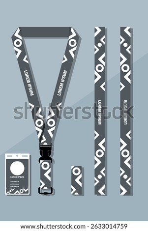 Lanyard Design Template Set for All Company In gray Color combinations EPS 10