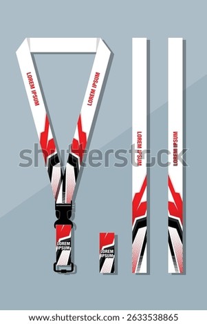 Lanyard Design Template Set for All Company In red Color combinations EPS 10