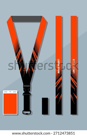 Lanyard Design Template Set for All Company In orange and black  Color combinations EPS 10