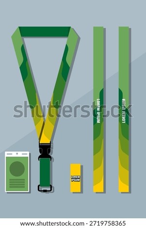 Lanyard Design Template Set for All Company In green Color combinations EPS 10