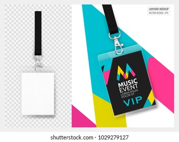 Lanyard design with transparent background. Example of colorful design for online portfolio or customer presentation. Lanyard for brand identity. Vector isolated