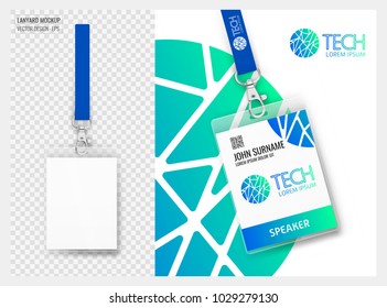 Lanyard design with transparent background. Example of colorful design for online portfolio or customer presentation. Lanyard for brand identity. Vector isolated