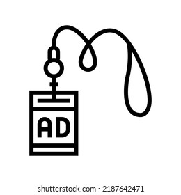 Lanyard Ausstellungslinie Symbol Vektorgrafik. Ausstellungsschild auf dem Lande. isoliertes Kontursymbol