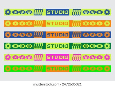 Lanyard hanging template design vestival event vector print art colorful pop art fresh playful retro modern banner editable