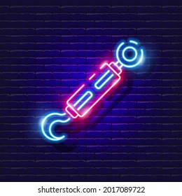 Icono de neón del anillo de gancho de Lanyard. Ilustración vectorial para el diseño. Herramienta de reparación del signo de brillo. Concepto de herramientas de construcción.