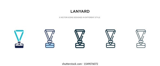 lanyard icon in different style vector illustration. two colored and black lanyard vector icons designed in filled, outline, line and stroke style can be used for web, mobile, ui