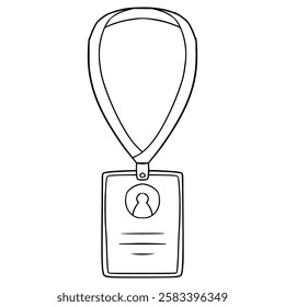 lanyard and id card illustration hand drawn outline vector