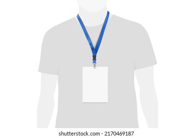 Сard and lanyard mockup. Vector illustration isolated on white background. Ready mockup to use for for presentations, conferences and other business situations. EPS10.