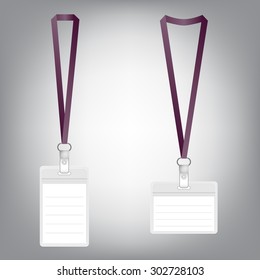 Lanyard, Name Tag Holder And Badge Templates Vector 