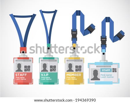 Lanyard, name tag holder end badge templates - vector illustration