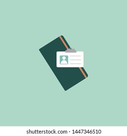 lanyard on Wallet flat vector.