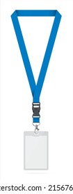 Lanyard con soporte de tarjeta vertical, ilustración vectorial, patio azul con soporte de tarjeta de identificación aislado
