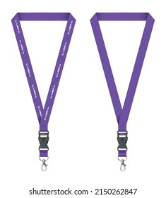 Lanyard violet in colour or violet Lanyard vector illustration, Set of lanyards isolated white background, mockup lanyard design for graphic designers