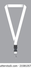 Lanyard white colour or Lanyard in white colour vector illustration, Set of lanyards isolated , mockup lanyard design for graphic designers