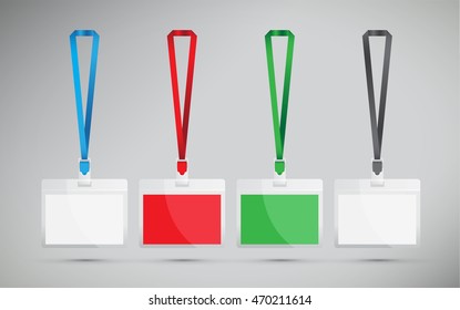 Vector Illustration Lanyard Red Ribbon Labels Stock Vector (Royalty ...