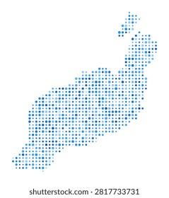 Lanzarote Dot Map. Island Digital Style Shape. Lanzarote vector image. Island shape blue circular dots. Beautiful vector illustration.