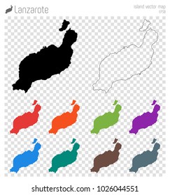 Lanzarote high detailed map. Isolated black island outline. Vector illustration.