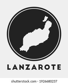 Lanzarote icon. Round logo with island map and title. Stylish Lanzarote badge with map. Vector illustration.