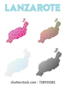 Lanzarote polygonal island map. Mosaic style maps collection. Bright abstract tessellation, geometric, low poly, modern design. Lanzarote polygonal maps for infographics or presentation.