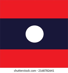 La bandera lao está formada por un rojo arriba y abajo, un centro azul oscuro y un círculo blanco