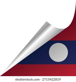 Bandeira do Laos parcialmente revelada sob uma borda de curling.