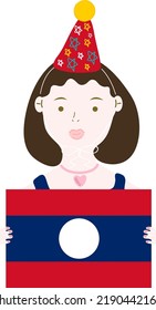 Lao Flag vector hand drawn flag, lao kip vector hand drawn 