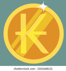 Lao kip gold coin. Vector illustration