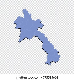 Lao map.High Detailed Blue Map of Lao isolated. Vector illustration eps 10.