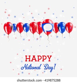 Lao People's Democratic Republic Independence Day Sparkling Patriotic Poster. Happy Independence Day Card with Lao People's Democratic Republic Flags, Confetti, Stars, Bokeh and Glitter.