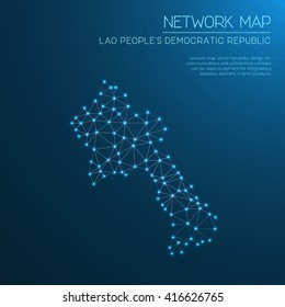 Lao People's Democratic Republic network map. Abstract polygonal map design. Internet connections vector illustration.
