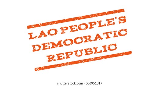 Lao People'S Democratic Republic watermark stamp. Text caption between parallel lines with grunge design style. Rubber seal stamp with unclean texture.