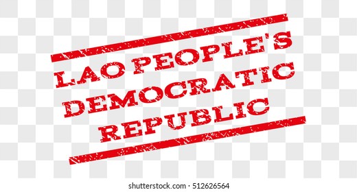 Lao People'S Democratic Republic watermark stamp. Text tag between parallel lines with grunge design style. Rubber seal stamp with unclean texture.