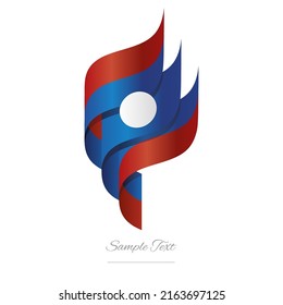 Laos abstract 3D wavy flag red blue white modern Laotian ribbon torch flame strip logo icon vector