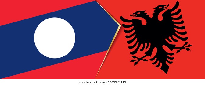 Laos and Albania flags, two vector flags symbol of relationship or confrontation.