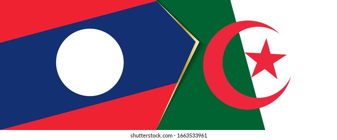 Laos and Algeria flags, two vector flags symbol of relationship or confrontation.