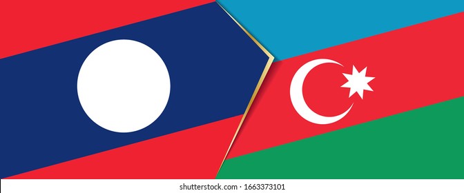 Laos and Azerbaijan flags, two vector flags symbol of relationship or confrontation.