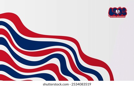 Laos background design with red blue waving lines in abstract concept on white background. Laos national day campaign