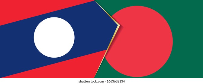 Laos and Bangladesh flags, two vector flags symbol of relationship or confrontation.