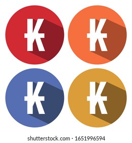 LAOS banking currency symbol, kip vector icon with long shadow .
