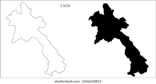Laos Blank Map, Laos Map Outline Vector Images