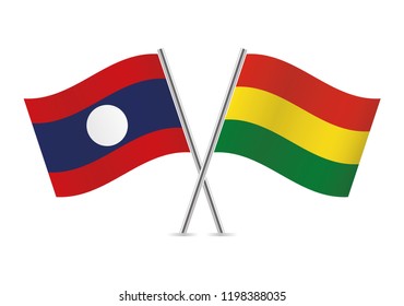 Laos and Bolivia flags. Vector illustration.